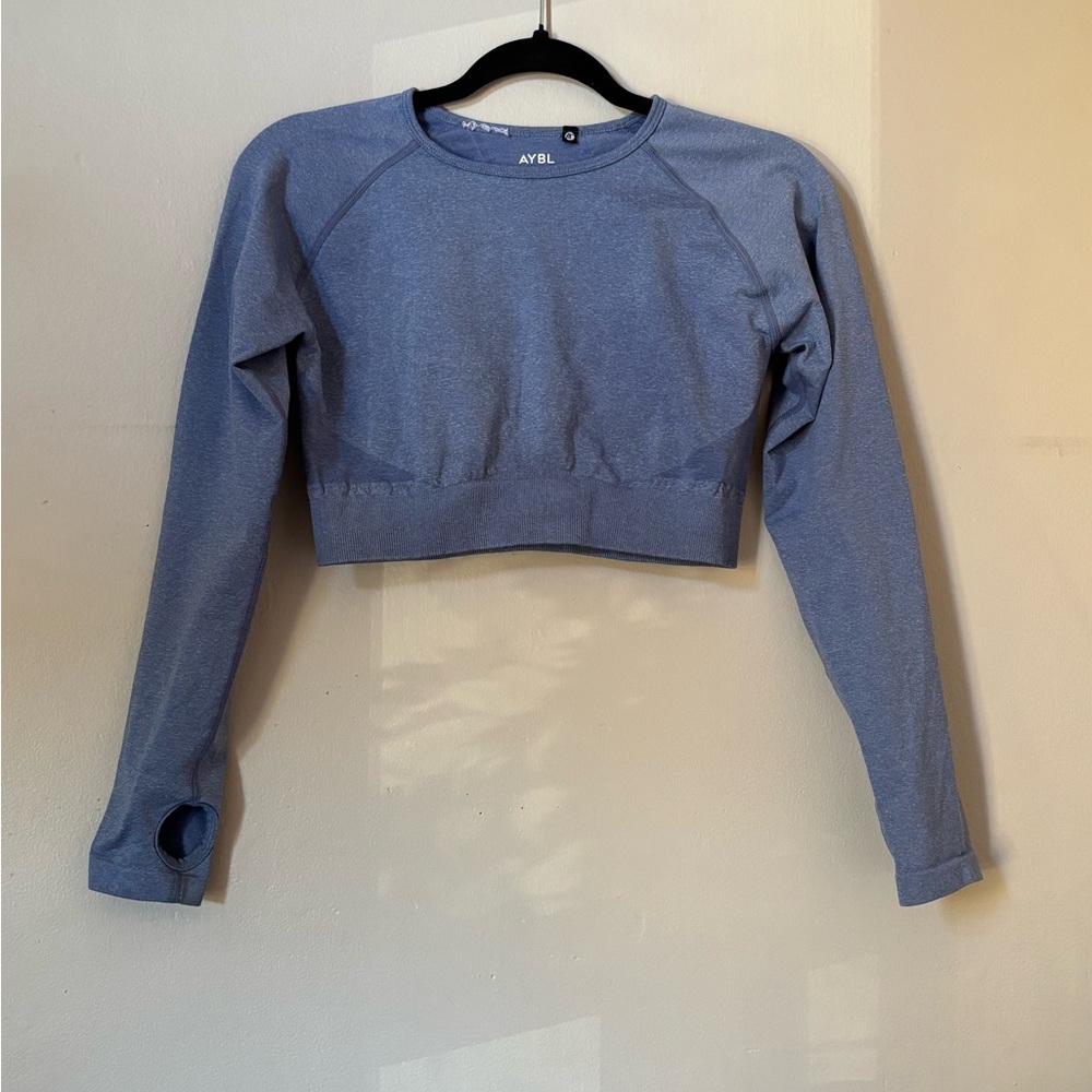 Cropped along Sleeve Gym Top with thumb holes
